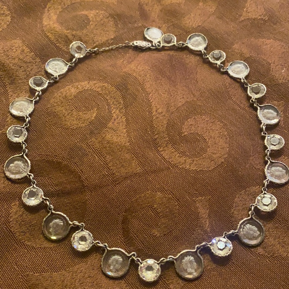 Sterling silver vintage cameo necklace